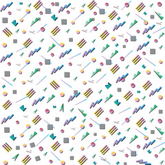 Bright vector pattern 80s. Abstract geometric shapes on a white background.