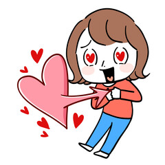 ハートを撃ち抜かれた女性　目がハート