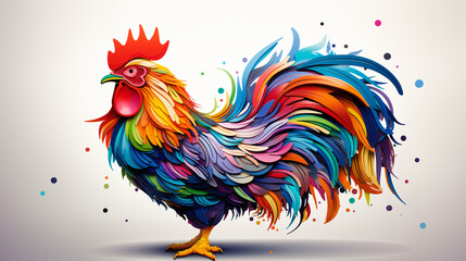 Colorful wooden painted Rooster like cartoon