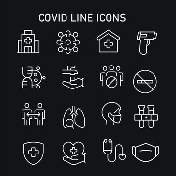 Set of Coronavirus Safety Related Vector Line Icons , virus line icon vector design 