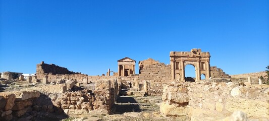 The Capitol Temples (Capitolium), Roman ruins of Sbeitla (Sufetula), Tunisia, North Africa 2024