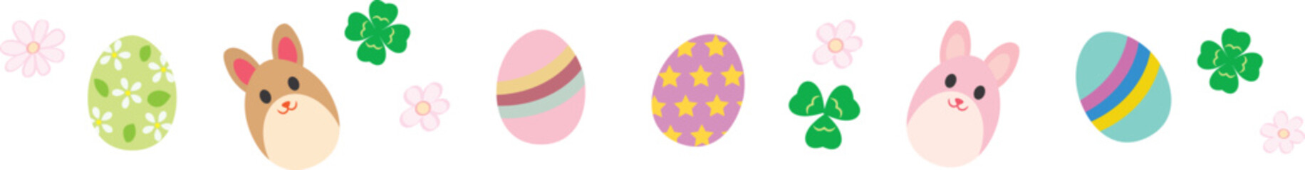 イースターのウサギと卵のラインイラスト