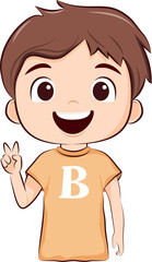 Obraz premium Little boy showing two fingers gesture for cheer up