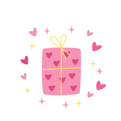 Valentine's day, February 14. Vector illustrations of gift. Drawings for postcard, card, congratulations and poster.