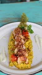 Risotto de camarones y langostinos, Shrimp and prawn risotto