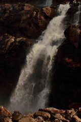 beautiful jang falls or nuranang waterfall, near tawang hill station on himalayan foothills in arunachal pradesh, north east india - obrazy, fototapety, plakaty