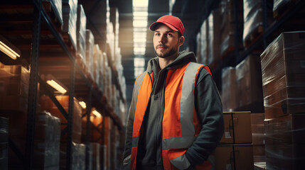 Worker in uniform, warehouse worker