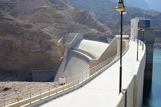 Wadi Dayqah Dam, Muscat, Oman visitor center on a hot sunny day 