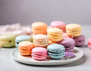 Obraz premium colorful macaroons on a wooden table