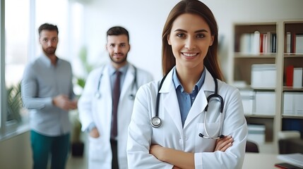 Fototapeta premium A doctor with a stethoscope in a medical examination room , doctor, stethoscope, medical examination