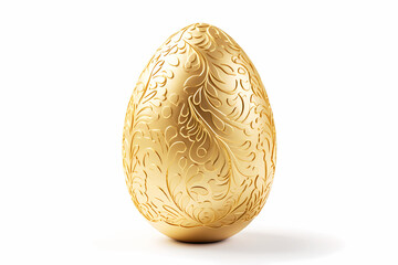 Golden easter egg on white background. Generative ai design.