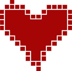 Obraz premium Heart silhouette pixel style vector illustration. Pixel heart Love symbol hand drawing stylized design element