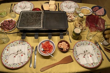 Table set for a raclette dinner
