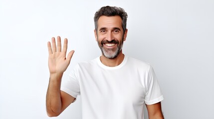 A friendly person waving with a smile in a welcoming gesture , friendly person, waving, smile, welcoming gesture