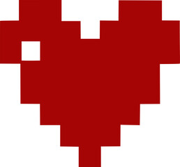 Heart silhouette pixel style vector illustration. Pixel heart Love symbol hand drawing stylized design element