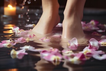 Obraz na płótnie Canvas Woman feets after spa procedure in beauty salon