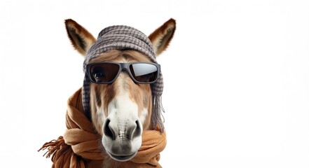 Fashionable Horse with Sunglasses and Headscarf