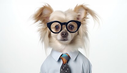 Business Attire Dog with Glasses