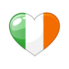 Ireland flag in heart. The flag of Ireland in the shape of a Heart, a symbol of love for his country, or Valentine Day, Patrick Day, patriotism.