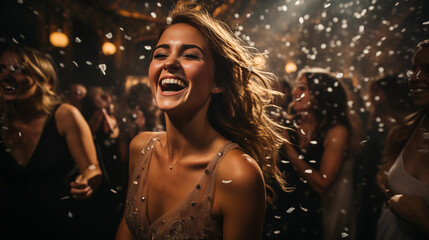 Cheerful woman during New Year's party