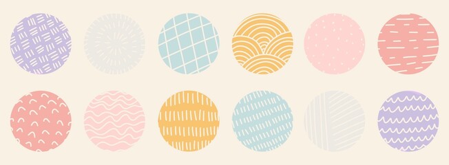 Hand drawn doodle abstract aesthetic shapes symbols illustration vector set banner wallpaper background modern pattern design rainbow squiggle circle bullet point to do symbol bright color png