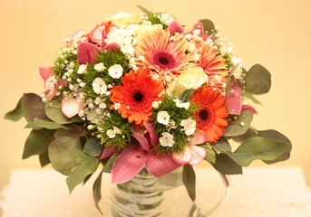 Nice and colored wedding bouquet of flowers