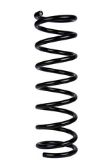 Car spare part. Large metal spring on white background. cushioning spring over white background,...