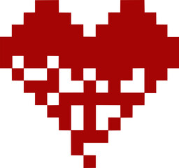 Heart silhouette pixel style vector illustration. Pixel heart Love symbol hand drawing stylized design element