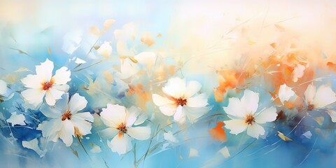 painting style illustration, beautiful soft tone color flowers blossom garden, Generative Ai	
 - obrazy, fototapety, plakaty