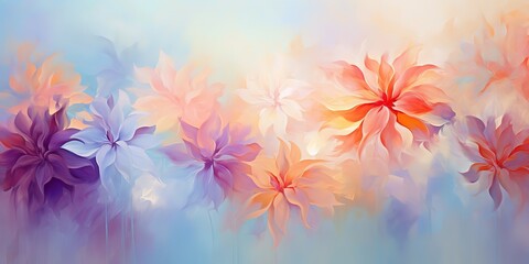 Fototapeta na wymiar painting style illustration, beautiful soft tone color flowers blossom garden, Generative Ai 