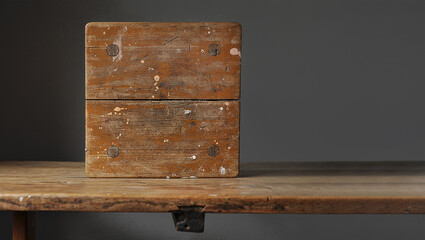 An artistic composition of modest rustic interior details. Fragments of old shabby wooden...