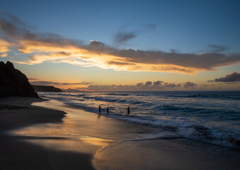 Fototapeta na wymiar Sunset view of Fuerteventura coast in La Pared 