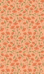 Peach fuzz floral leaf background 
