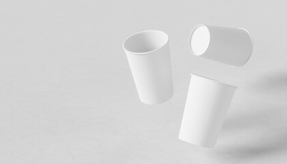 Paper coffee cup mock up. Paper coffee cup isolated on white background. 3D illustration
