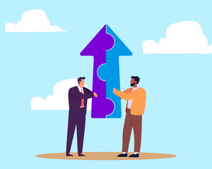 Joint venture business partnership agree to share resource and work together to achieve same goal, merge or acquisition, cooperation concept