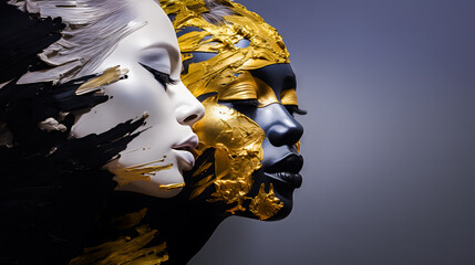 Profils de femmes avec maquillage dorée