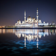 Naklejka premium abu dhabi sheik zayed mosque at night.