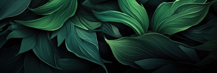 closeup nature view of green leaf texture, dark wallpaper concept, nature background, tropical leaf - obrazy, fototapety, plakaty