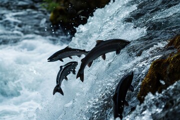 Salmons go for spawning upstream. 