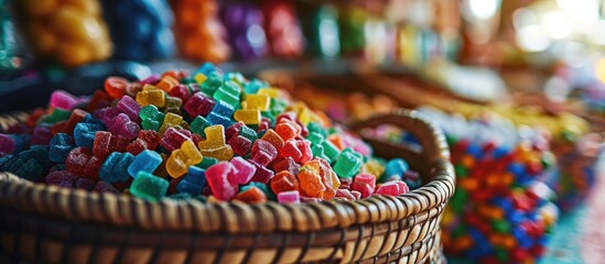 Fototapeta na wymiar Colorful candies in a Mexican basket.