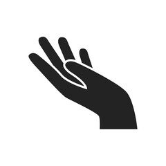 Black hand icon with palm up isolated on white background vector illustration