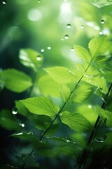 Fototapeta na wymiar Beautiful nature view of green leaf on blurred greenery background in garden and sunlight with copy space using as background natural green plants landscape, ecology,