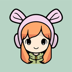 Cute Little Girl with Bunny Ears Icon