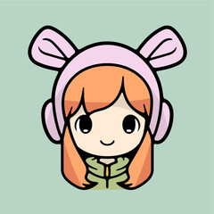 Obraz premium Cute Little Girl with Bunny Ears Icon