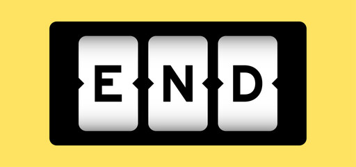 Black color in word end on slot banner with yellow color background