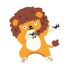 Obraz na płótnie Canvas Cute lion animal dabbing cartoon