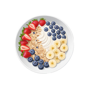 Vector Drawing of a Nutritious Breakfast Bowl Isolated