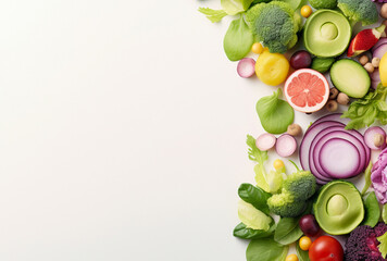 White color banner with vegetables, generative AI