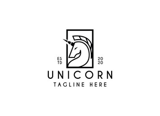 Black Silhouette of unicorn logo design. Unicorn Logo