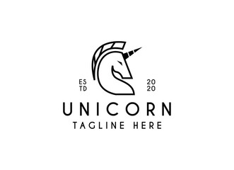 Black Silhouette of unicorn logo design. Unicorn Logo